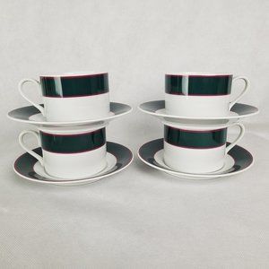 Noble Excellence 4Pc Set Stratus 6oz Cup And Saucers Ceramic Coffee Cup Espresso